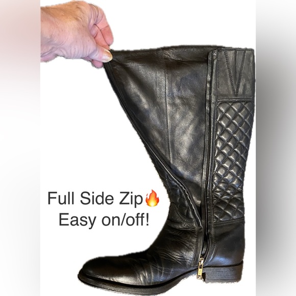 BURBERRY Black QUILTED ALL Leather Riding BOOTS🏇🇮🇹Italian made🔥EUC🇺🇸7.5/8 - Picture 5 of 17